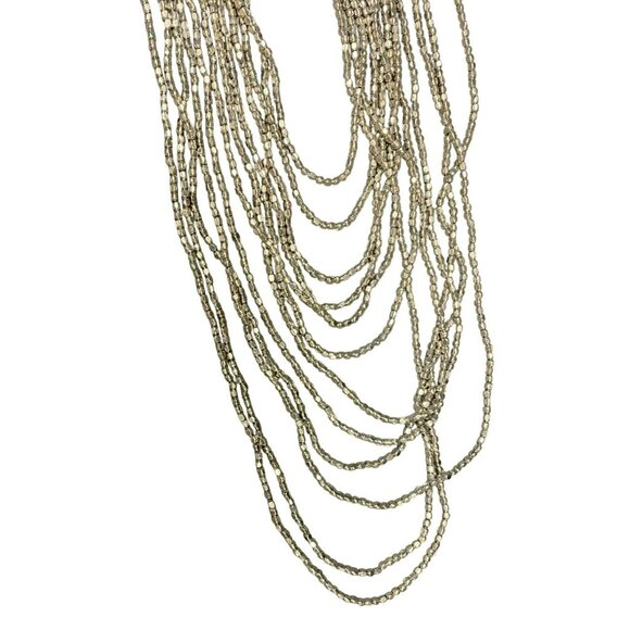 Vintage Multi-Layered Silver tone Metallic Beaded Necklace With Lobster Clasp - Picture 2 of 4